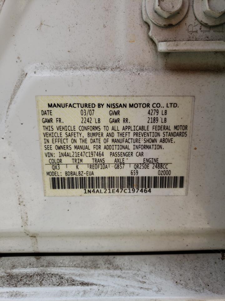 Photo 10 from auction – 2007 NISSAN ALTIMA with VIN 1N4AL21E47C197464