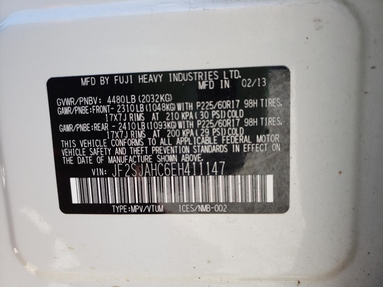 Photo 10 from auction – 2014 SUBARU FORESTER 2 with VIN JF2SJAHC6EH411147