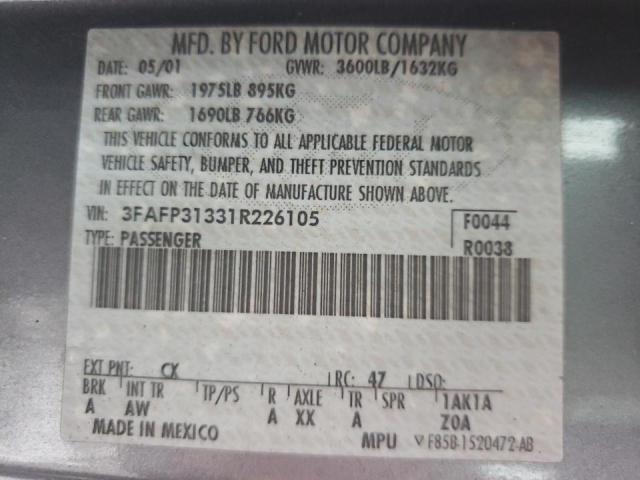 Photo 10 from auction – 2001 FORD FOCUS ZX3 with VIN 3FAFP31331R226105