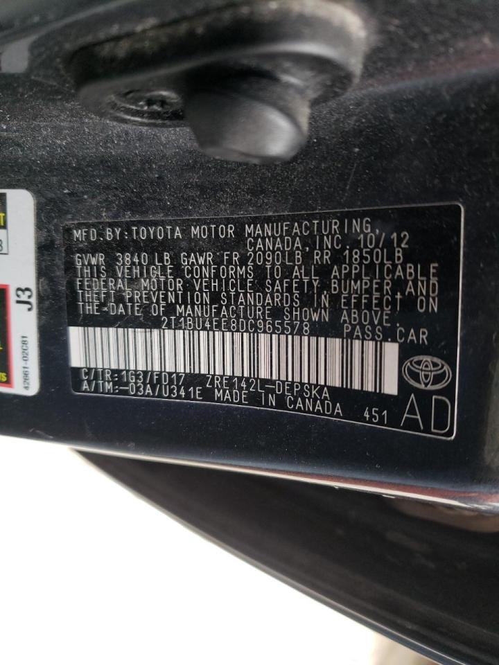 Foto 10 de la subasta – 2013 TOYOTA COROLLA BA con VIN 2T1BU4EE8DC965578