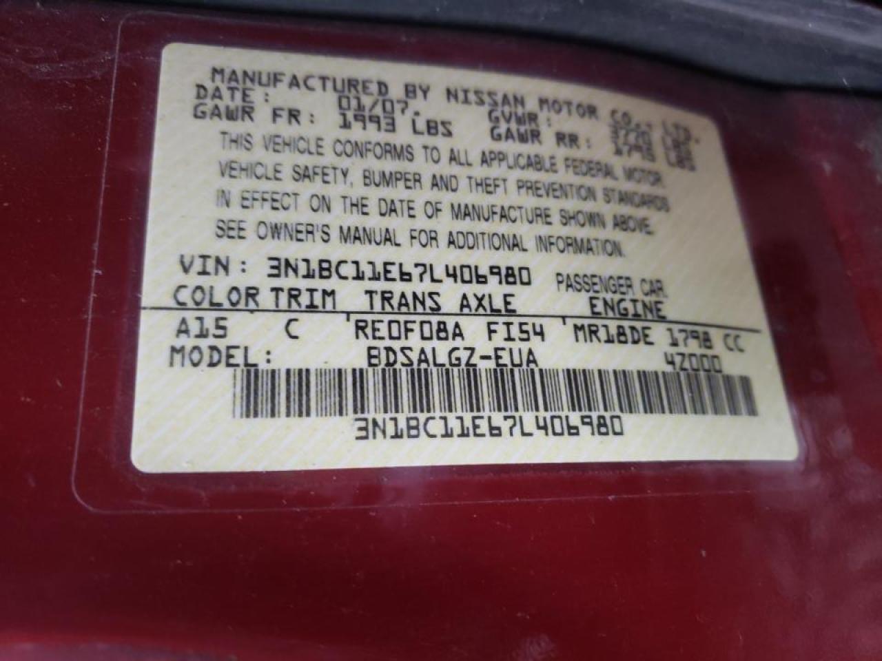 Photo 10 from auction – 2007 NISSAN VERSA S with VIN 3N1BC11E67L406980