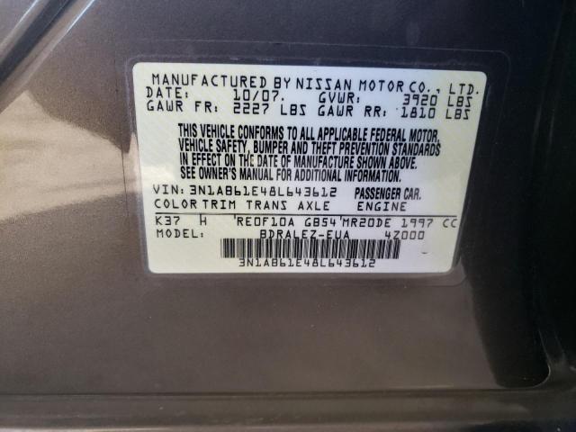 Photo 10 from auction – 2008 NISSAN SENTRA 2.0 with VIN 3N1AB61E48L643612