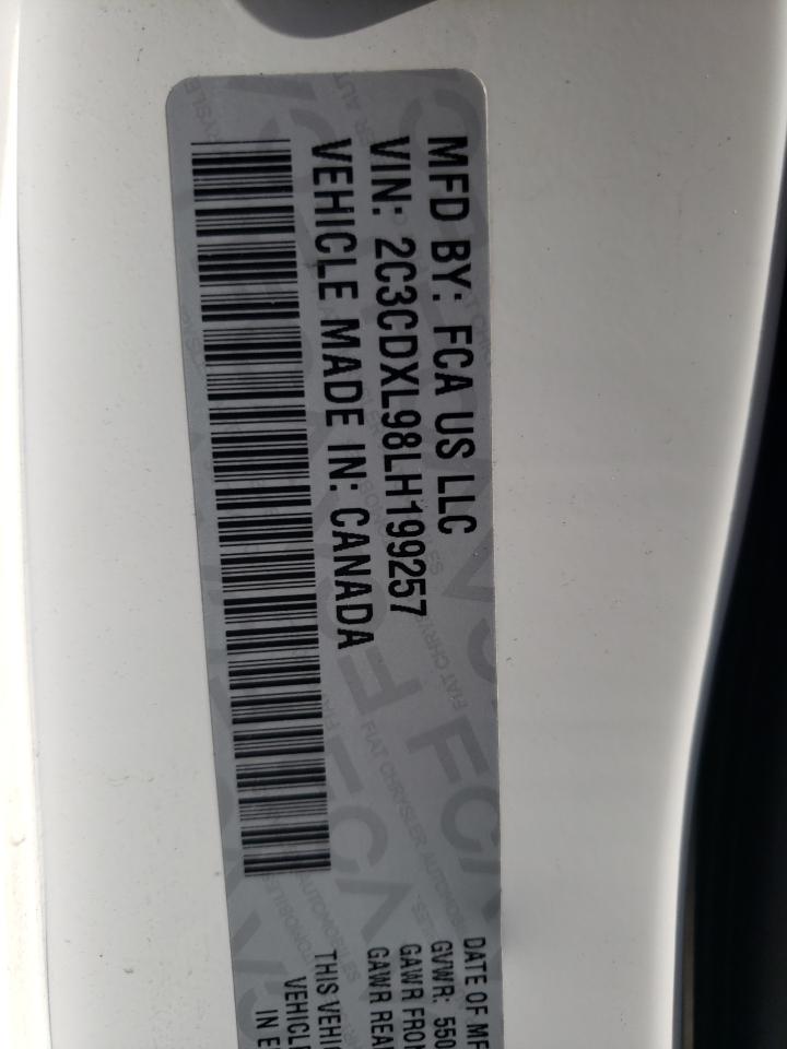 Photo 10 from auction – 2020 DODGE CHARGER SR with VIN 2C3CDXL98LH199257