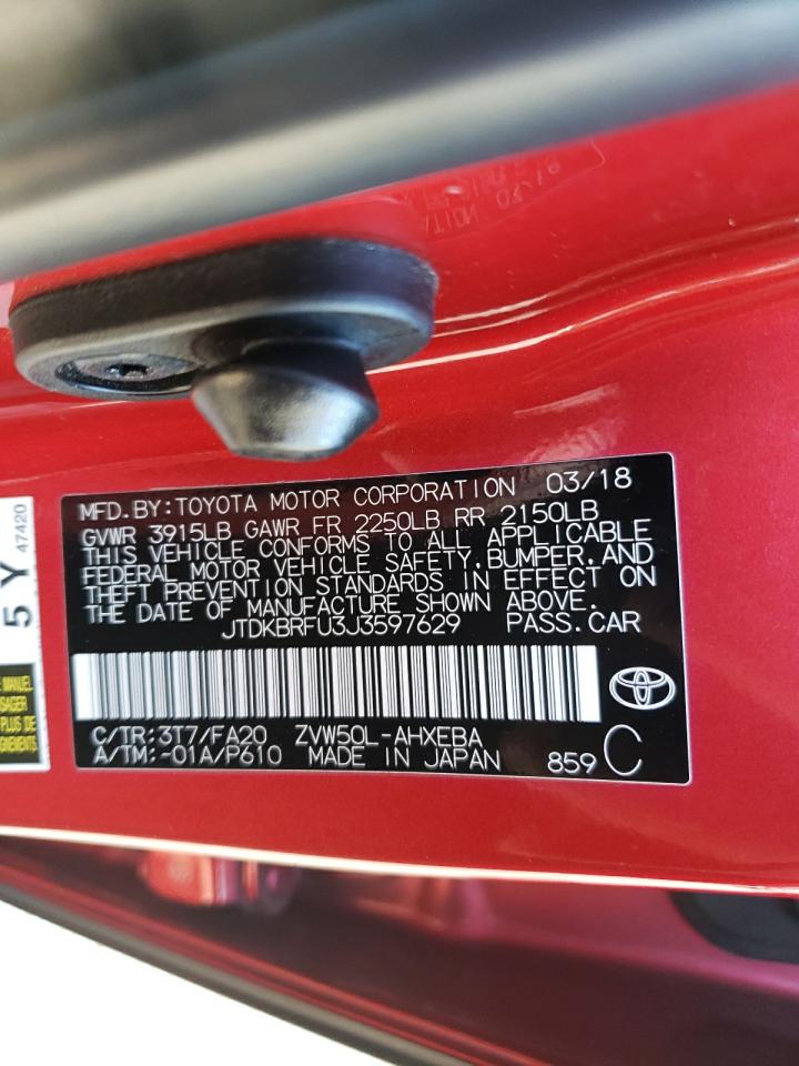 Photo 10 from auction – 2018 TOYOTA PRIUS with VIN JTDKBRFU3J3597629
