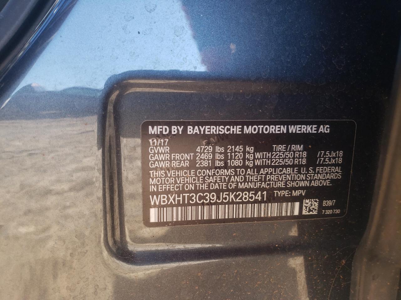 Photo 10 from auction – 2018 BMW X1 XDRIVE2 with VIN WBXHT3C39J5K28541