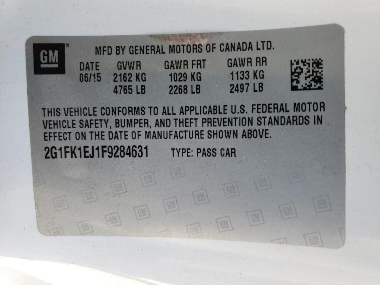 Photo 10 from auction – 2015 CHEVROLET CAMARO 2SS with VIN 2G1FK1EJ1F9284631