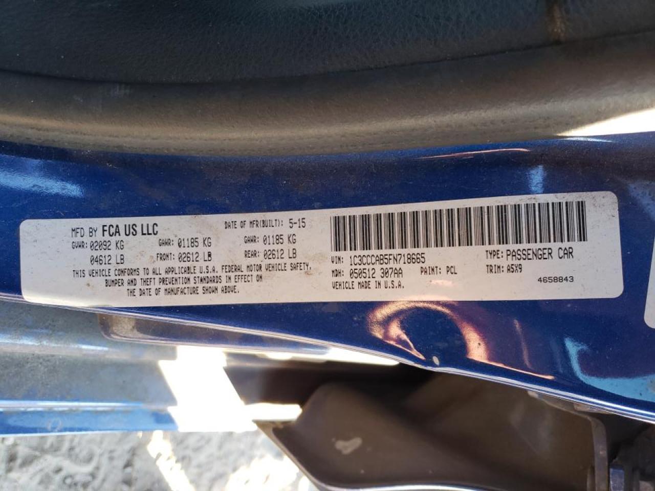 Photo 10 from auction – 2015 CHRYSLER 200 LIMITE with VIN 1C3CCCAB5FN718665