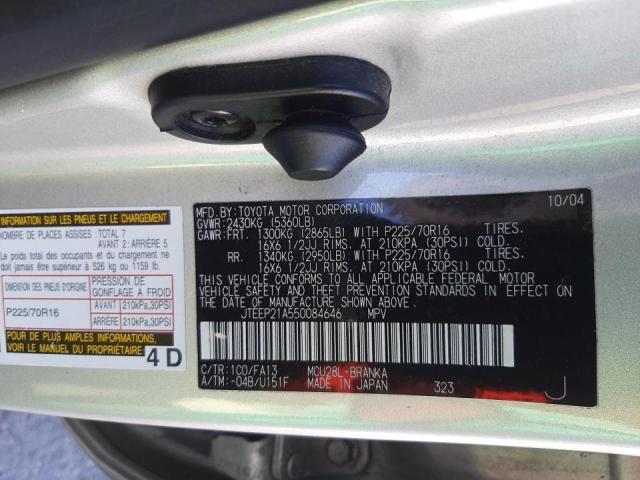 Photo 10 from auction – 2005 TOYOTA HIGHLANDER with VIN JTEEP21A550084646