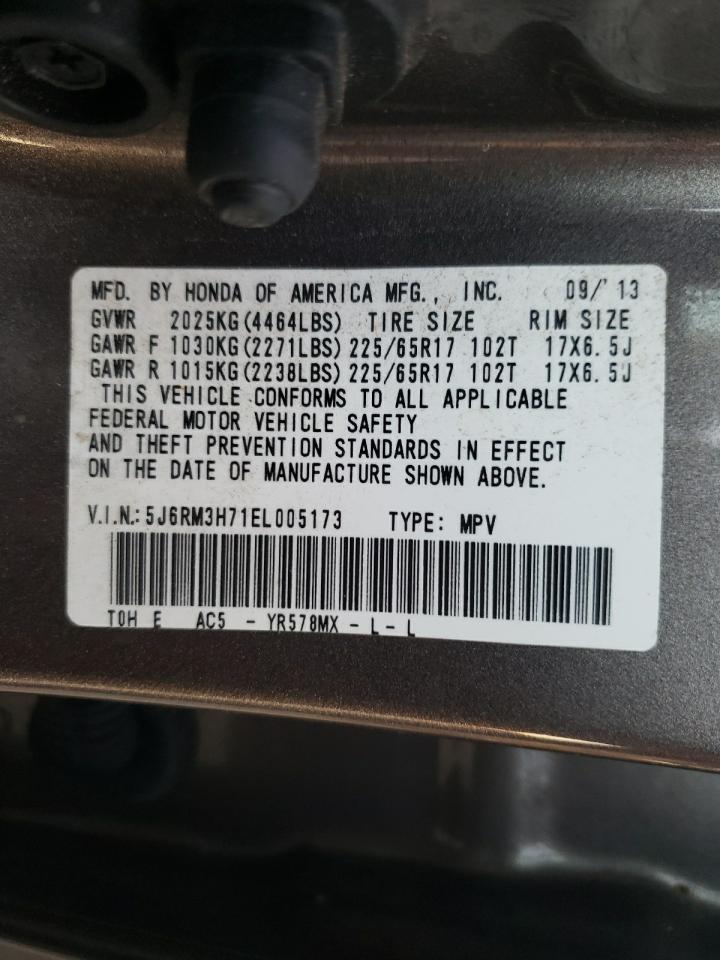 Photo 10 from auction – 2014 HONDA CR-V EXL with VIN 5J6RM3H71EL005173