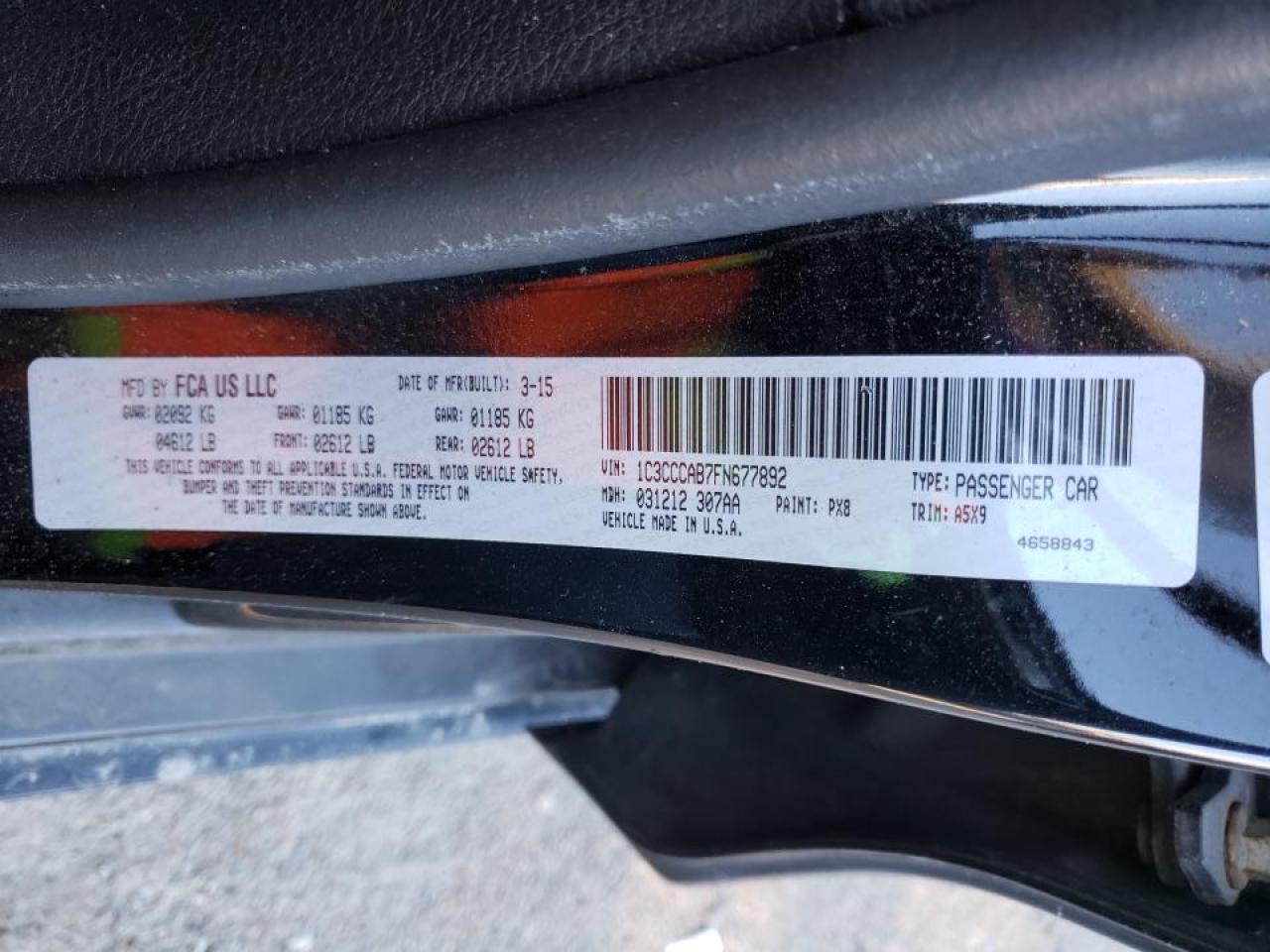 Photo 10 from auction – 2015 CHRYSLER 200 LIMITE with VIN 1C3CCCAB7FN677892