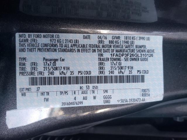 Photo 10 from auction – 2016 FORD FOCUS SE with VIN 1FADP3F26GL310126