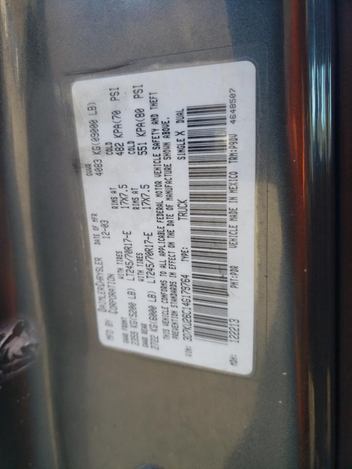 Photo 10 from auction – 2004 DODGE RAM 2500 S with VIN 3D7KU26C14G179764