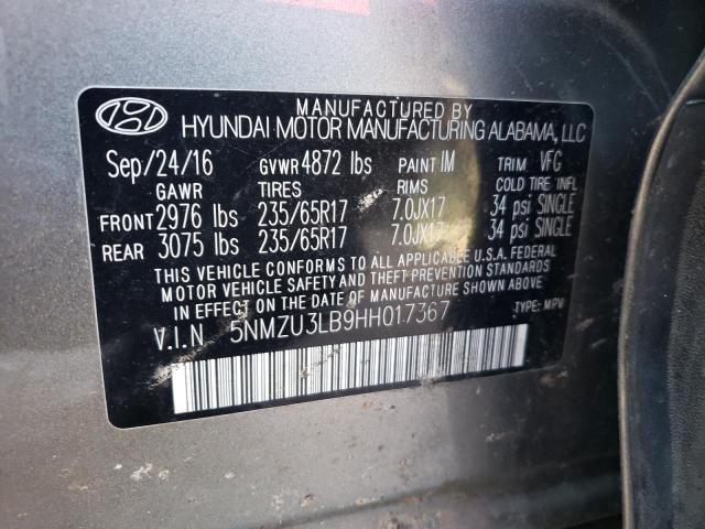 Photo 10 from auction – 2017 HYUNDAI SANTA FE S with VIN 5NMZU3LB9HH017367