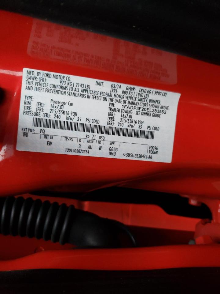 Photo 10 from auction – 2014 FORD FOCUS SE with VIN 1FADP3F20EL283552