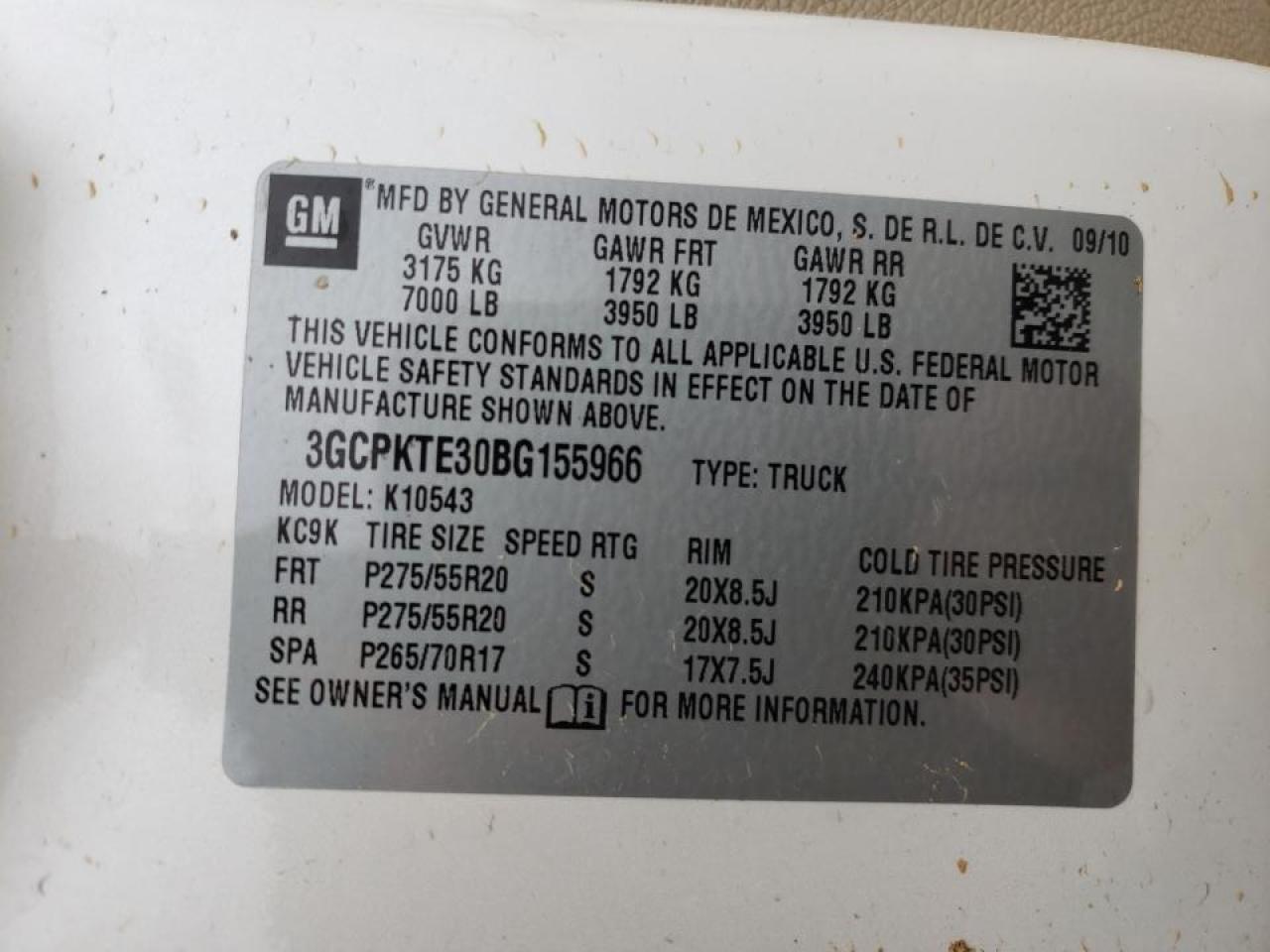 Photo 10 from auction – 2011 CHEVROLET SILVERADO with VIN 3GCPKTE30BG155966