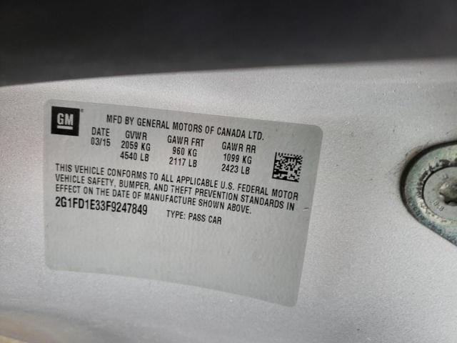Photo 10 from auction – 2015 CHEVROLET CAMARO LT with VIN 2G1FD1E33F9247849