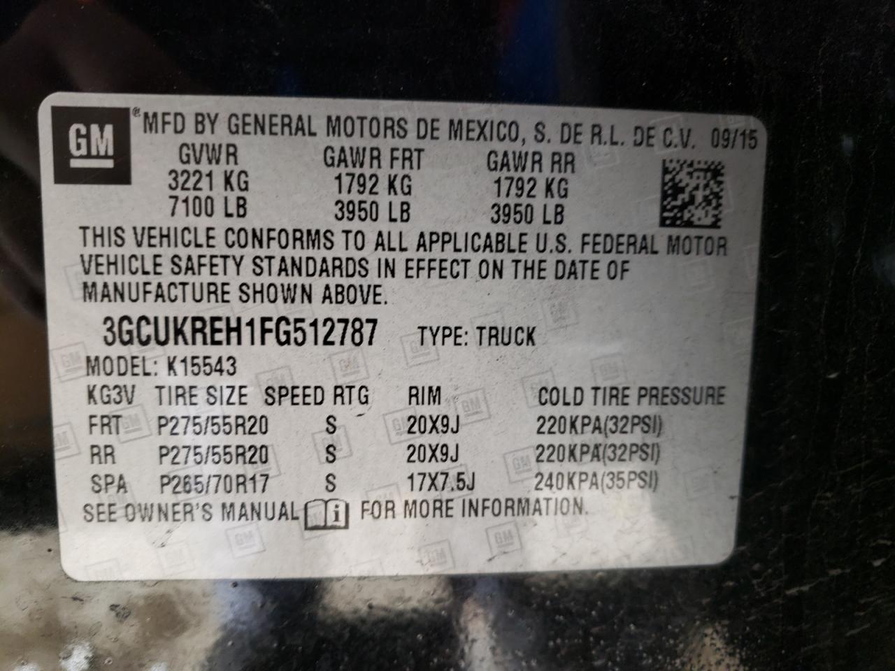 Photo 10 from auction – 2015 CHEVROLET SILVERADO with VIN 3GCUKREH1FG512787