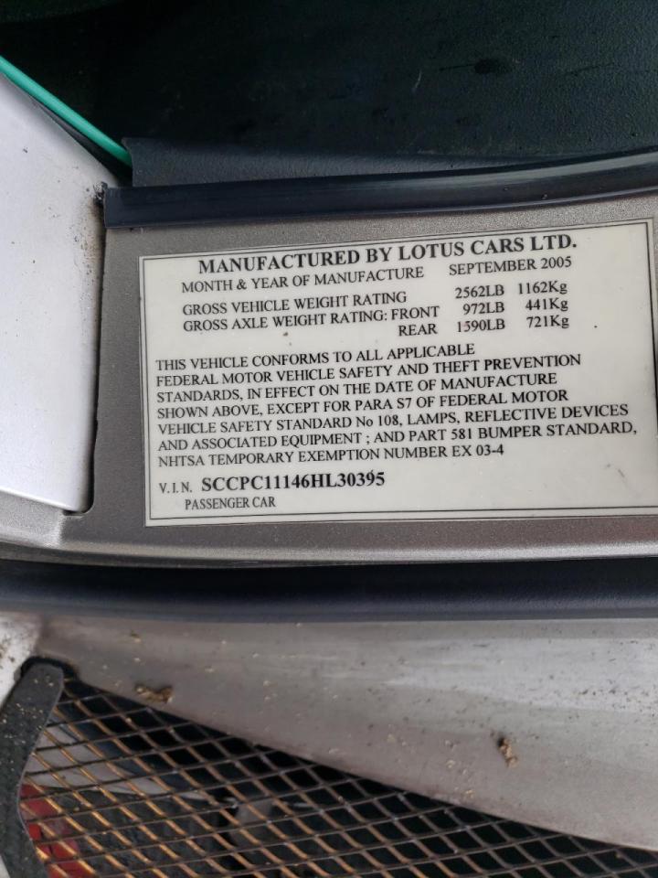 Photo 10 from auction – 2006 LOTUS ELISE with VIN SCCPC11146HL30395