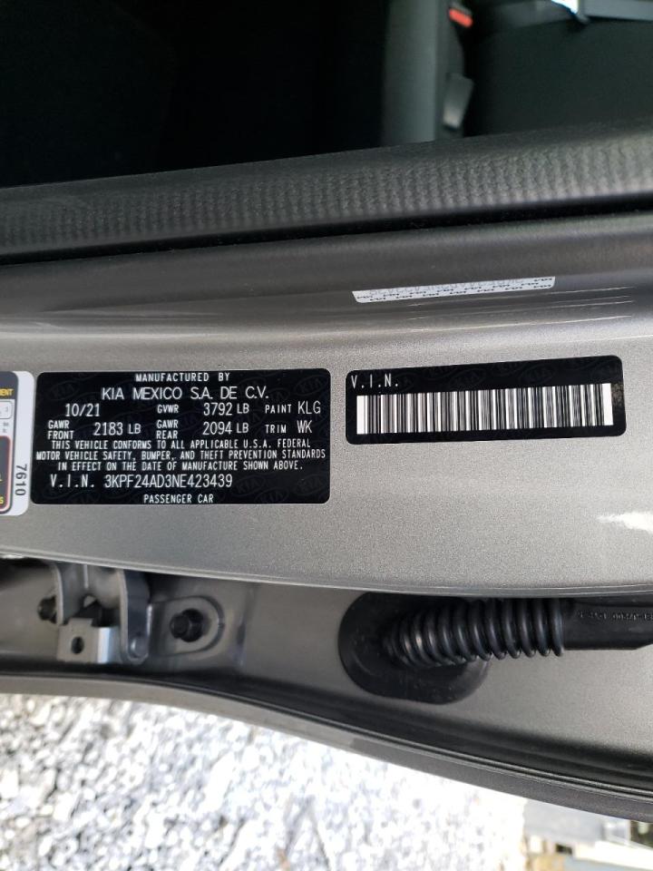 Photo 10 from auction – 2022 KIA FORTE FE with VIN 3KPF24AD3NE423439