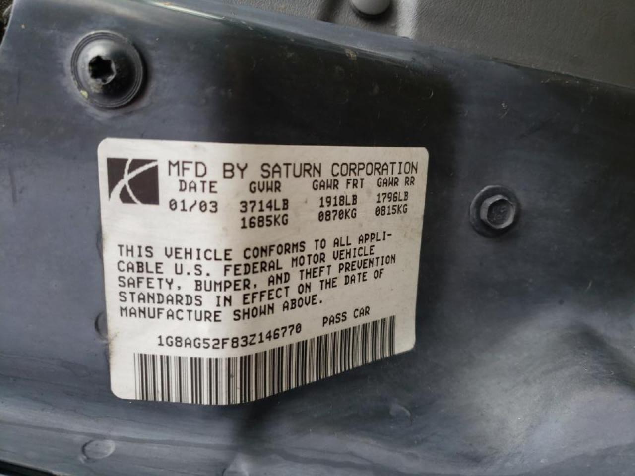 Photo 10 from auction – 2003 SATURN ION LEVEL with VIN 1G8AG52F83Z146770