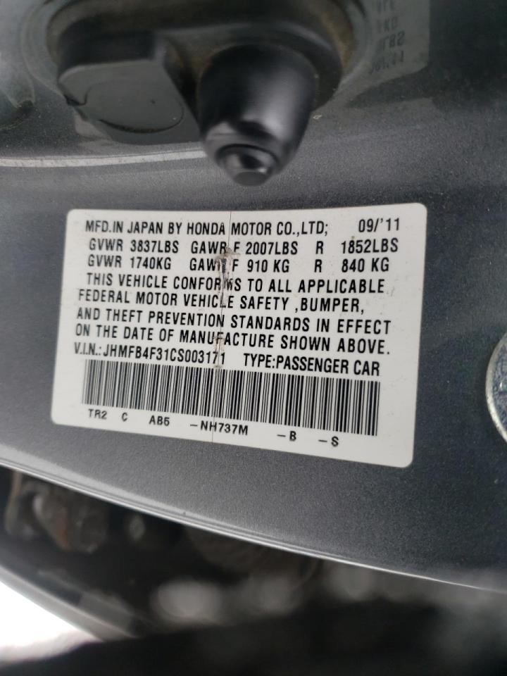 Photo 10 from auction – 2012 HONDA CIVIC with VIN JHMFB4F31CS003171