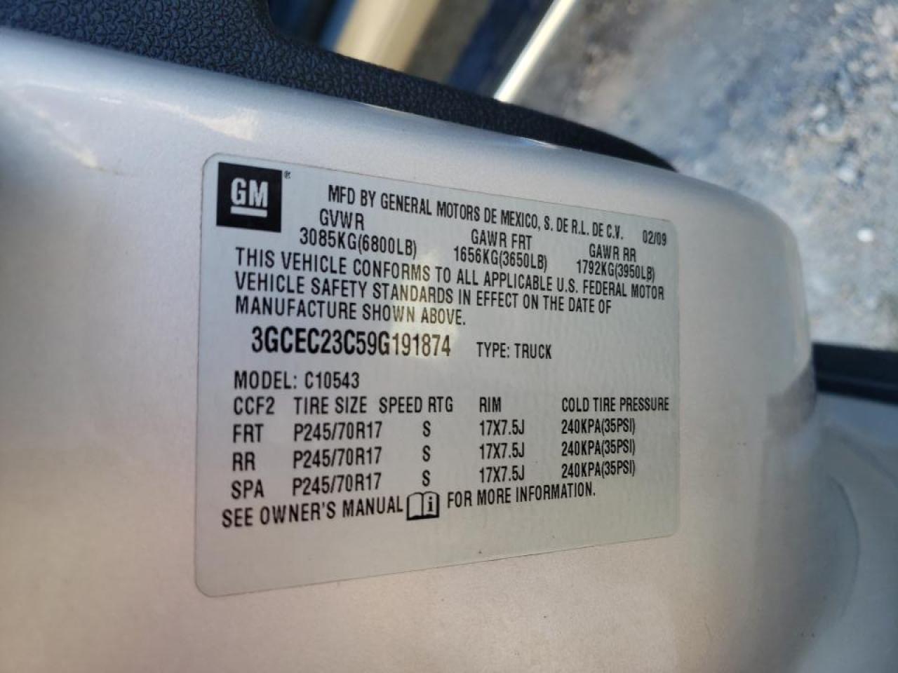 Photo 10 from auction – 2009 CHEVROLET SILVERADO with VIN 3GCEC23C59G191874