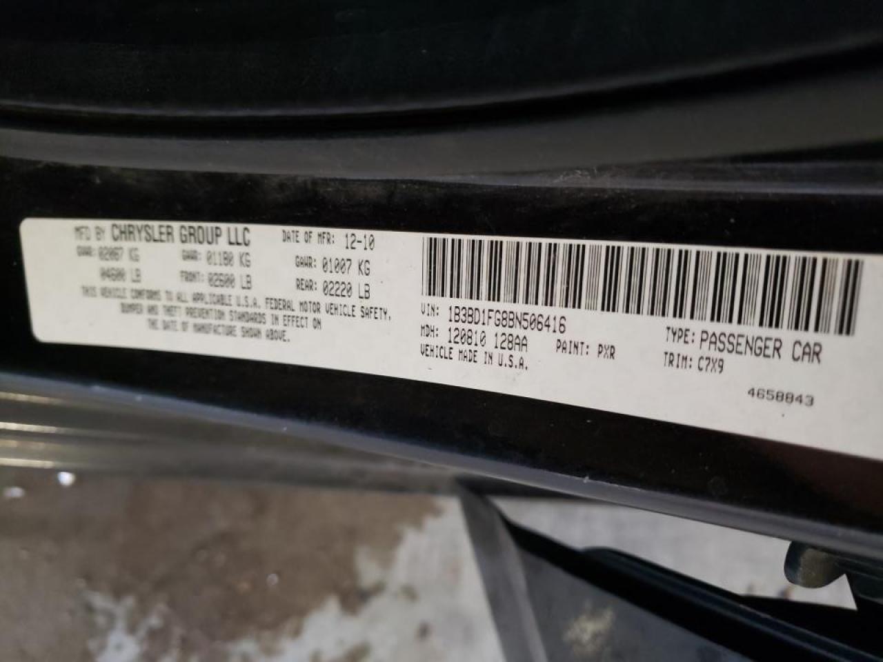 Photo 10 from auction – 2011 DODGE AVENGER MA with VIN 1B3BD1FG8BN506416
