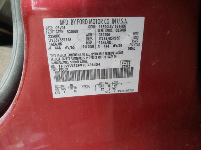 Photo 10 from auction – 2001 FORD F350 SUPER with VIN 1FTWW33F91ED36454