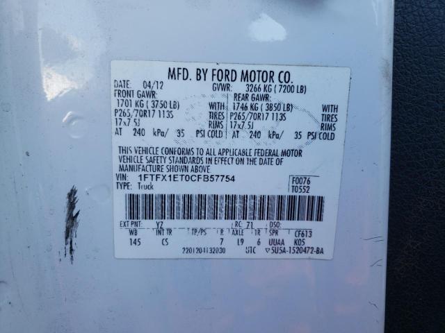 Photo 10 from auction – 2012 FORD F150 SUPER with VIN 1FTFX1ET0CFB57754