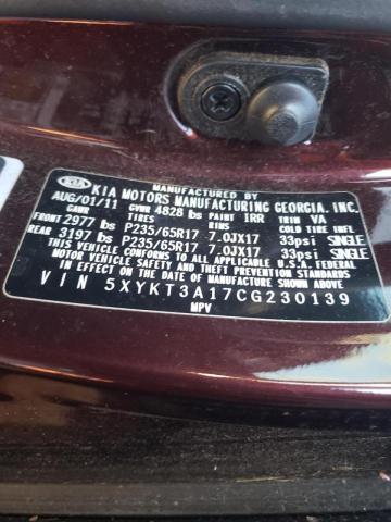 Photo 10 from auction – 2012 KIA SORENTO BA with VIN 5XYKT3A17CG230139