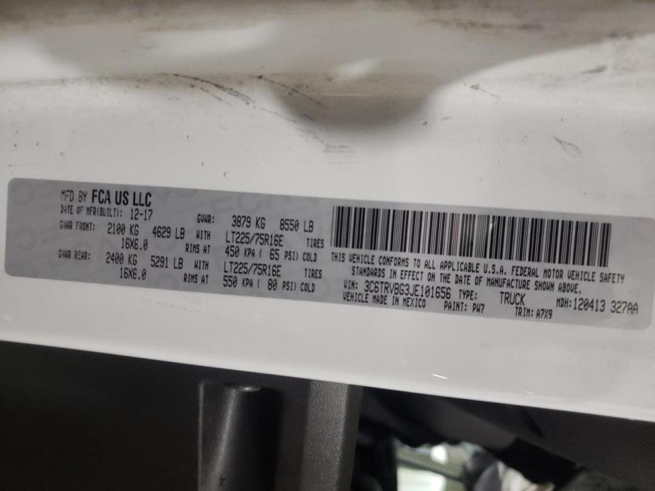 Photo 10 from auction – 2018 RAM PROMASTER with VIN 3C6TRVBG3JE101656
