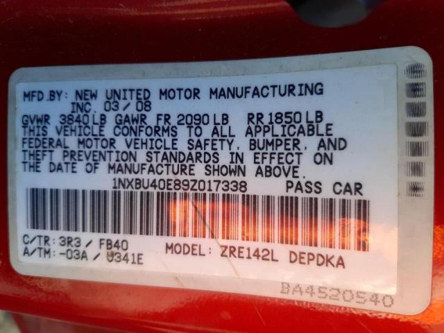 Photo 10 from auction – 2009 TOYOTA COROLLA BA with VIN 1NXBU40E89Z017338