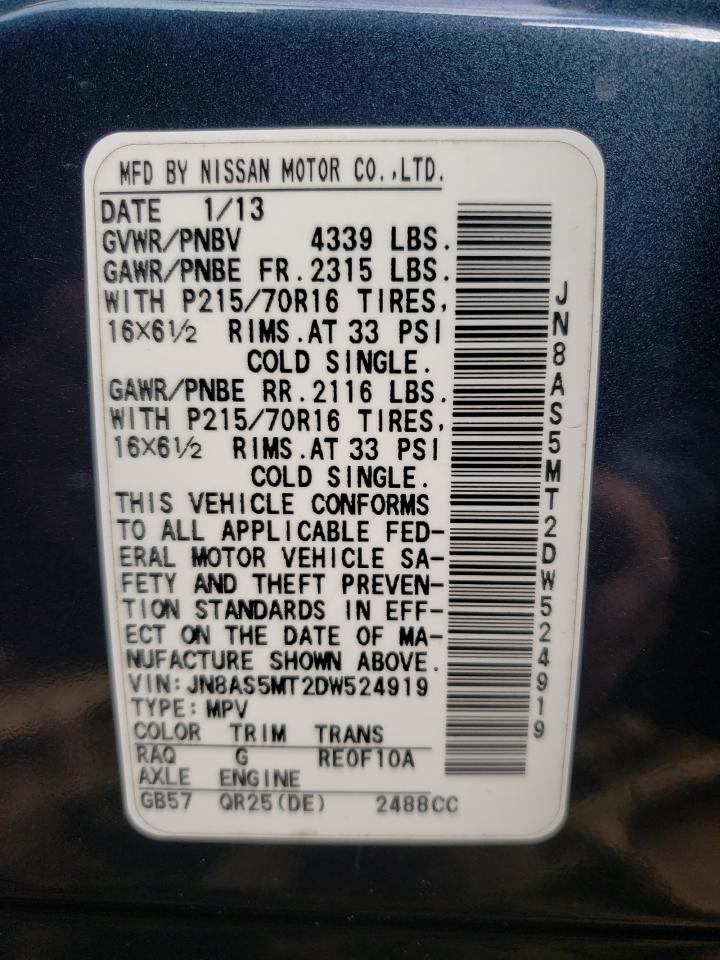 Photo 10 from auction – 2013 NISSAN ROGUE S with VIN JN8AS5MT2DW524919