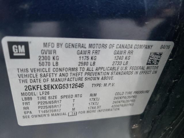 Photo 10 from auction – 2016 GMC TERRAIN SL with VIN 2GKFLSEKXG6312646