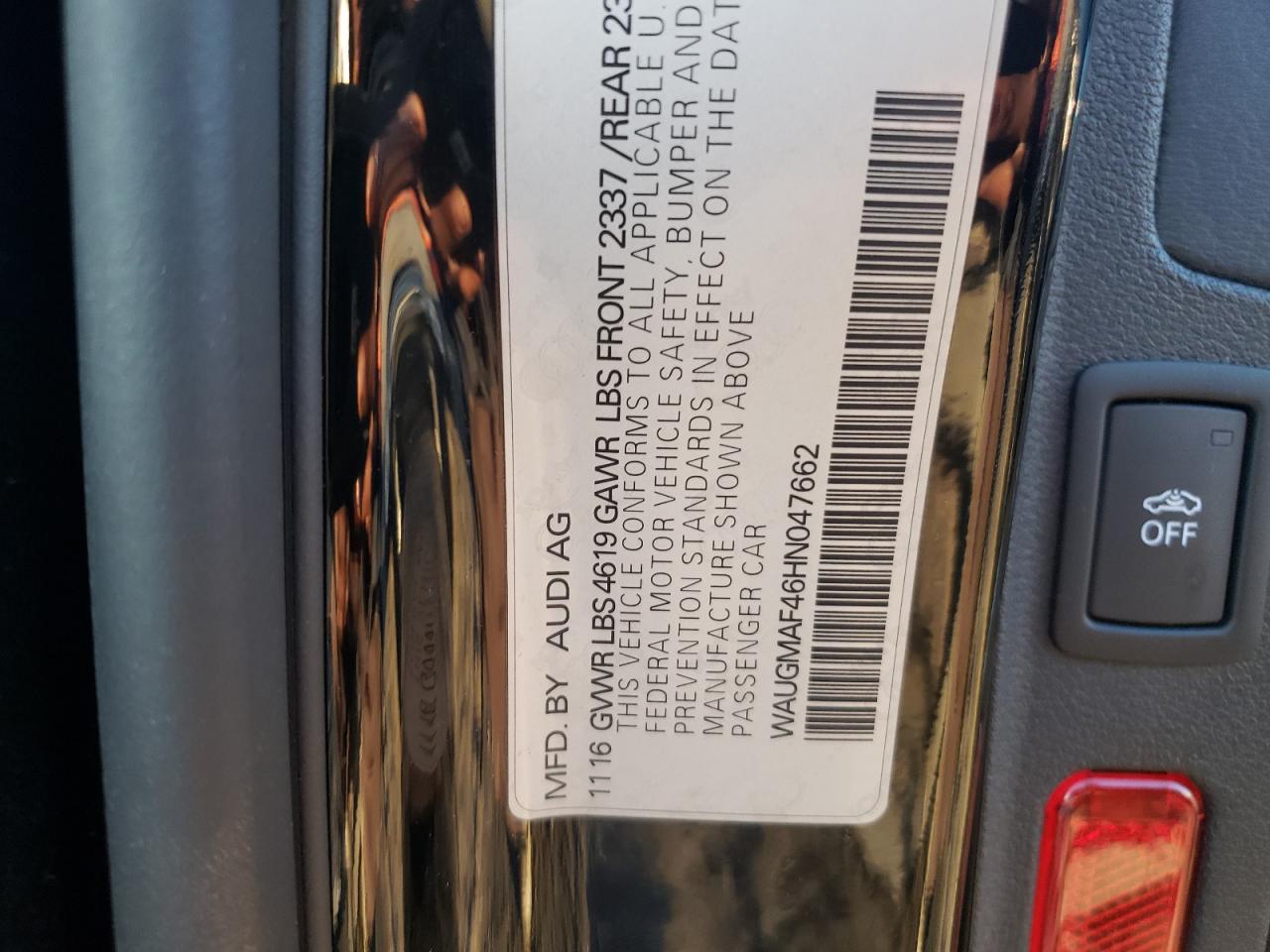 Photo 10 from auction – 2017 AUDI A4 ULTRA P with VIN WAUGMAF46HN047662