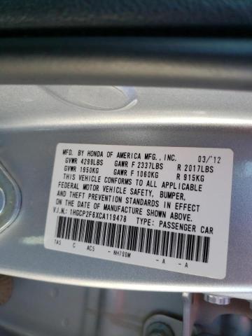 Photo 10 from auction – 2012 HONDA ACCORD SE with VIN 1HGCP2F6XCA119478
