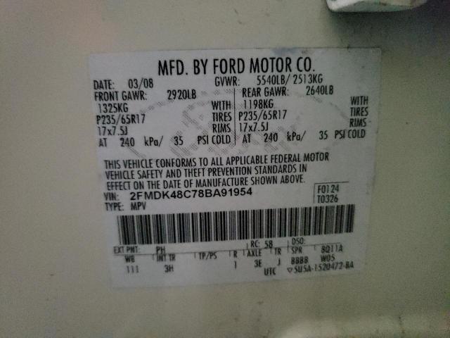 Photo 10 from auction – 2008 FORD EDGE SEL with VIN 2FMDK48C78BA91954