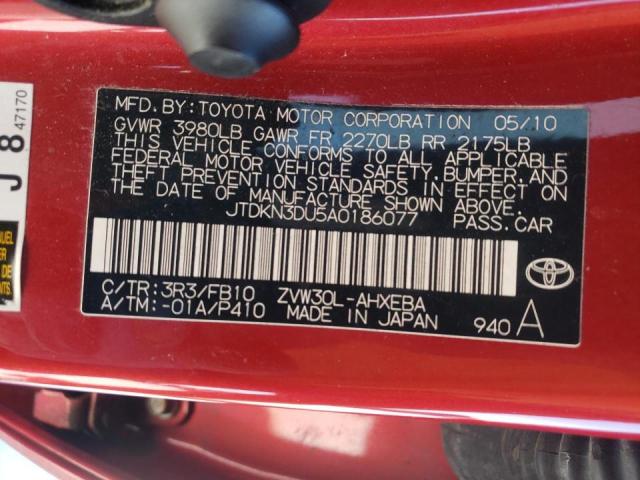 Photo 10 from auction – 2010 TOYOTA PRIUS with VIN JTDKN3DU5A0186077