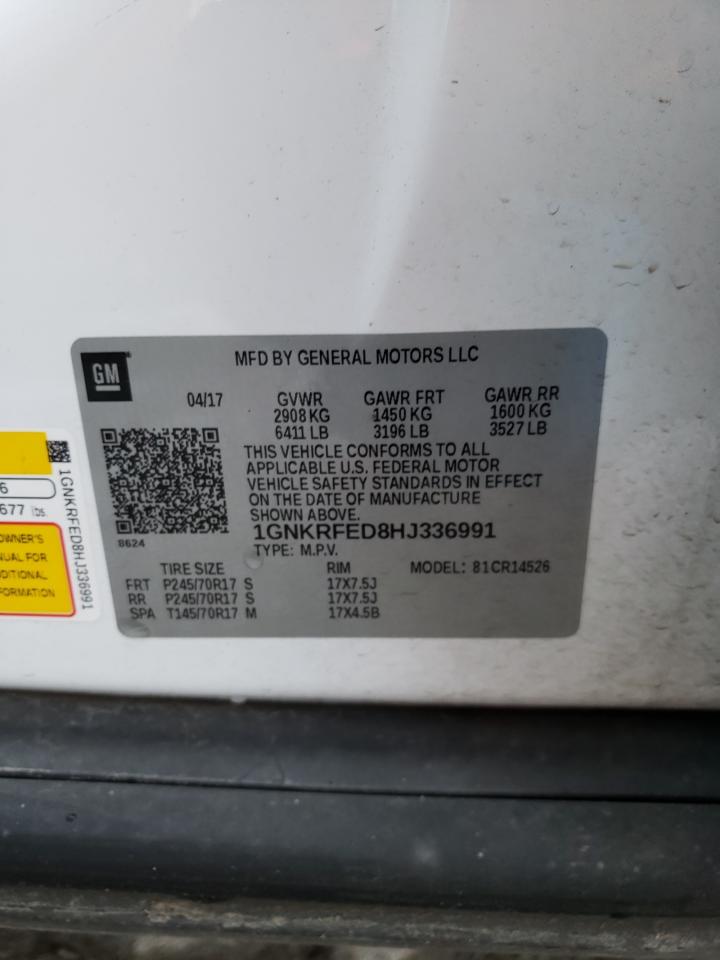 Photo 10 from auction – 2017 CHEVROLET TRAVERSE L with VIN 1GNKRFED8HJ336991