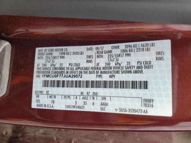 Photo 10 from auction – 2018 FORD ESCAPE S with VIN 1FMCU0F77JUA29572