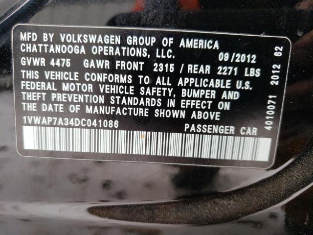 Photo 10 from auction – 2013 VOLKSWAGEN PASSAT S with VIN 1VWAP7A34DC041086
