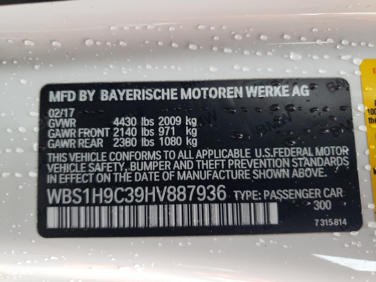 Photo 10 from auction – 2017 BMW M2 with VIN WBS1H9C39HV887936