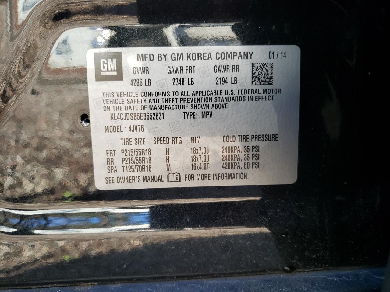 Photo 10 from auction – 2014 BUICK ENCORE PRE with VIN KL4CJDSB5EB652831