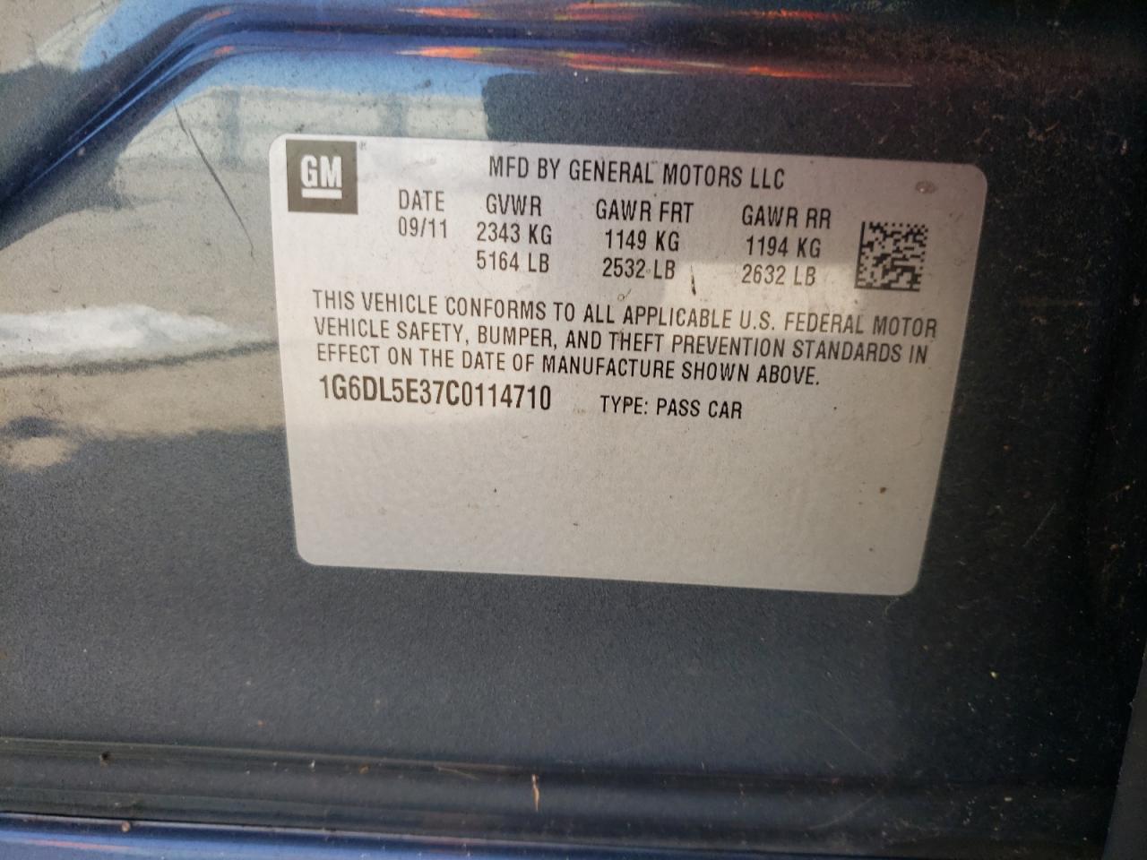 Photo 10 from auction – 2012 CADILLAC CTS PERFOR with VIN 1G6DL5E37C0114710