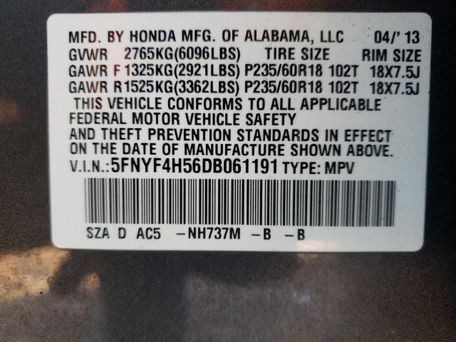 Photo 10 from auction – 2013 HONDA PILOT EXL with VIN 5FNYF4H56DB061191