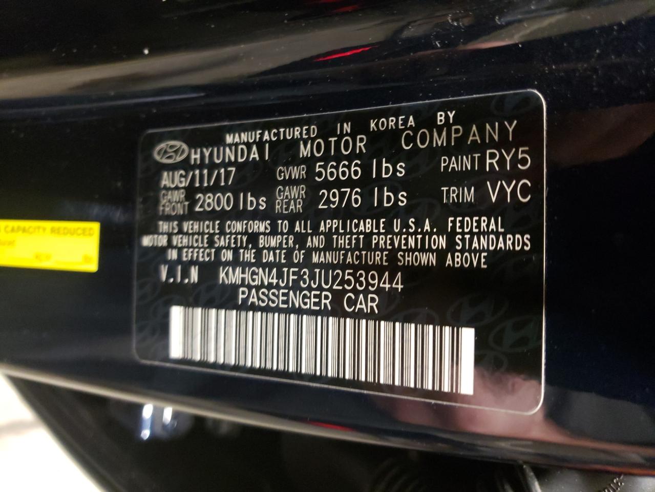 Photo 10 from auction – 2018 GENESIS G80 ULTIMA with VIN KMHGN4JF3JU253944