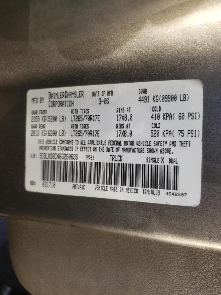Photo 10 from auction – 2006 DODGE RAM 3500 S with VIN 3D3LX38C46G250636