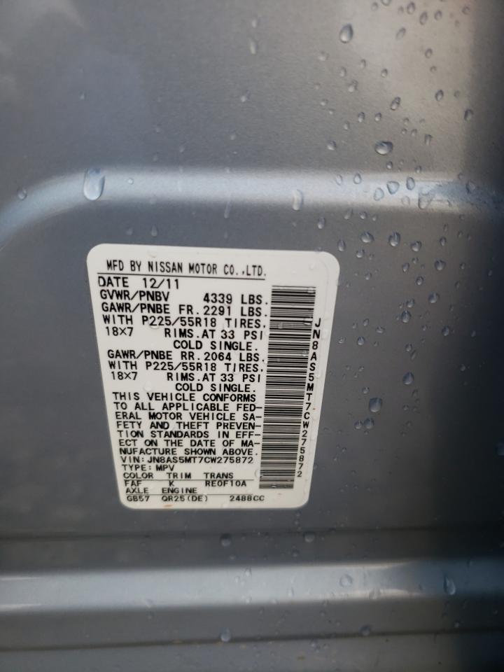 Photo 10 from auction – 2012 NISSAN ROGUE S with VIN JN8AS5MT7CW275872