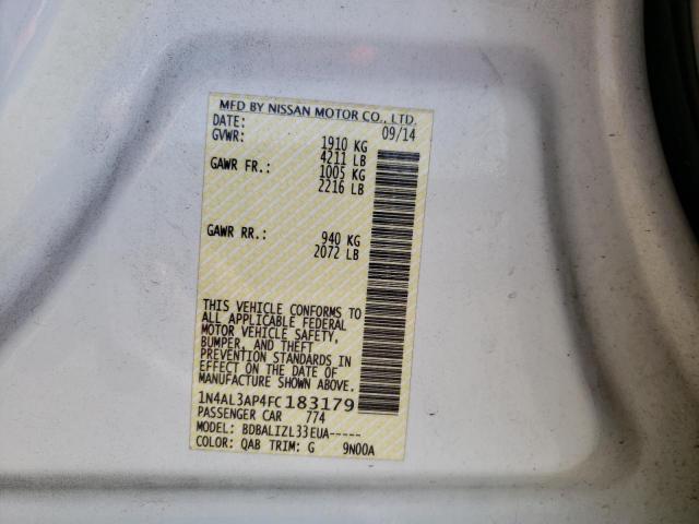 Photo 10 from auction – 2015 NISSAN ALTIMA 2.5 with VIN 1N4AL3AP4FC183179