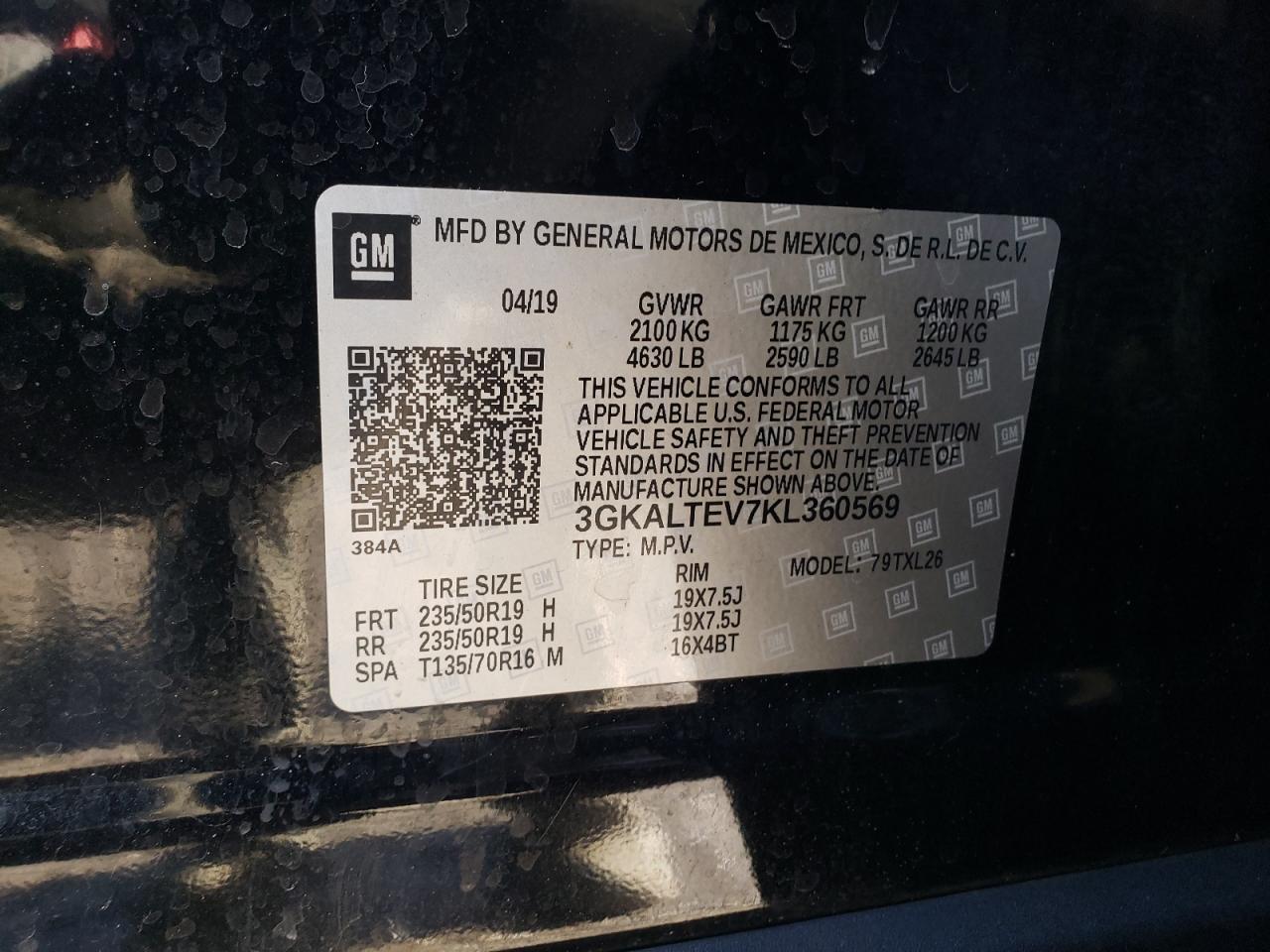 Photo 10 from auction – 2019 GMC TERRAIN SL with VIN 3GKALTEV7KL360569
